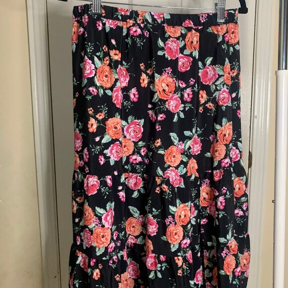 H&M Black Floral Midi Skirt - Picture 1 of 3